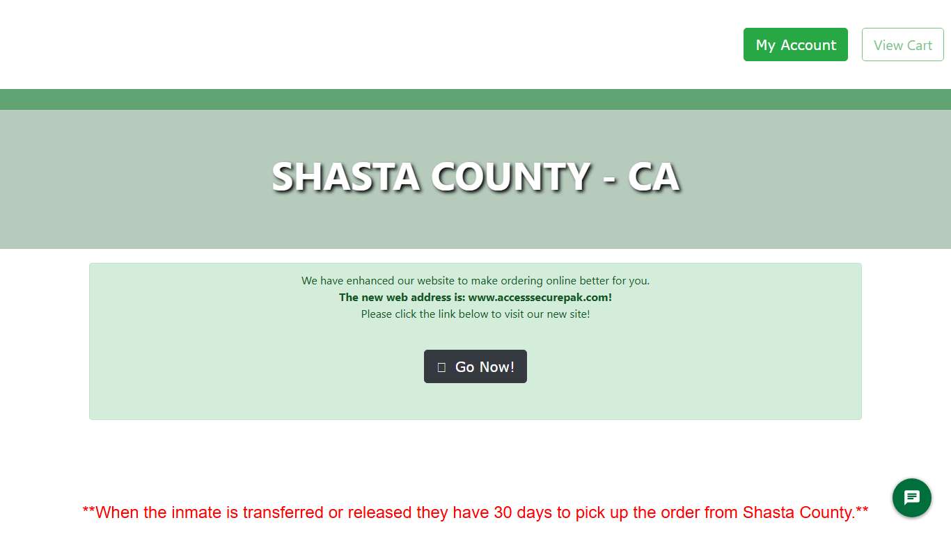 Access Securepak - Shasta County Jail - CA - Welcome