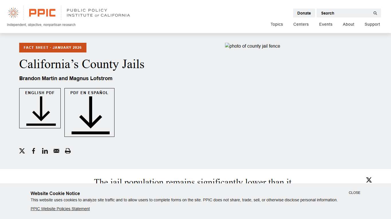 California's County Jails - Public Policy Institute of California