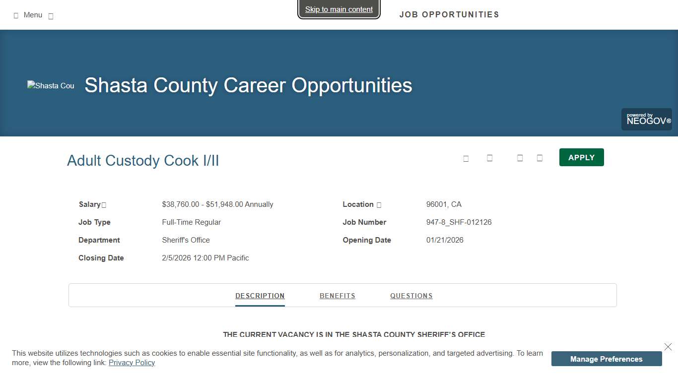 Job Opportunities Shasta County Career Opportunities